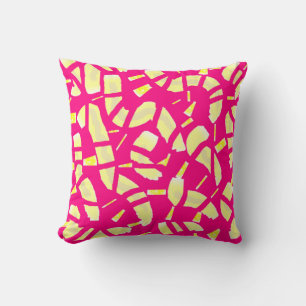 Pink cream and pale lemon patterned design throw pillow