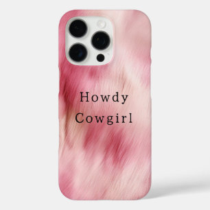 Pink Cream Animal Cowhide Cowgirl Fur iPhone 16 Pro Case