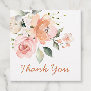 Pink, cream, apricot floral Baby Shower Thank You Favor Tags