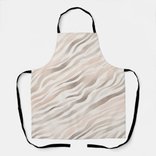 Pink Cream Beige Zebra Animal Print Apron