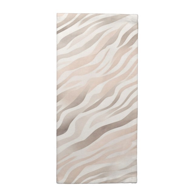 Pink Cream Beige Zebra Animal Print Cloth Napkin (Half Fold)