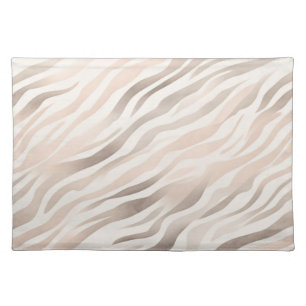 Pink Cream Beige Zebra Animal Print Cloth Placemat