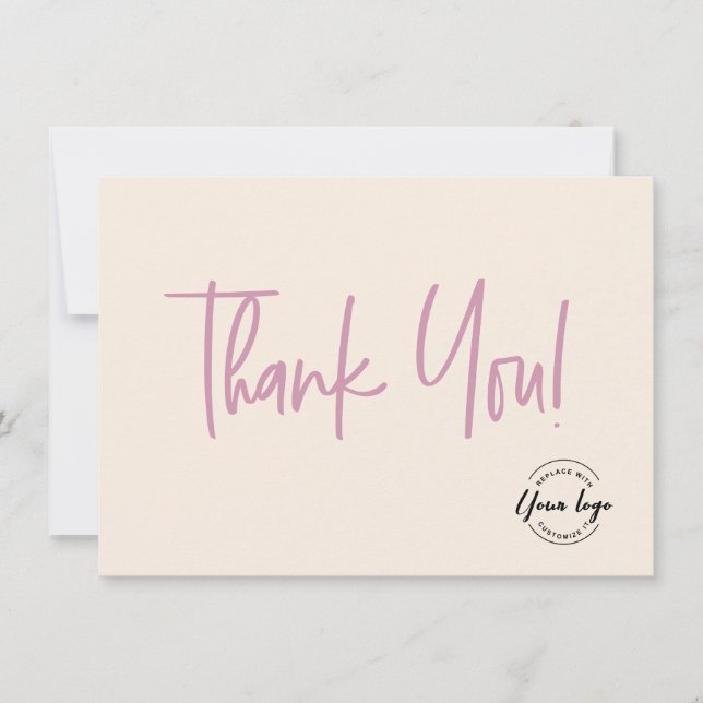 Pink Cream black Company Logo Social Thank You  (Front)