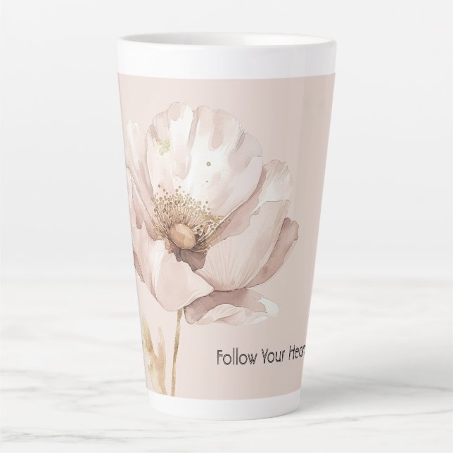 Pink Cream Blush Flower Latte Mug (Front)