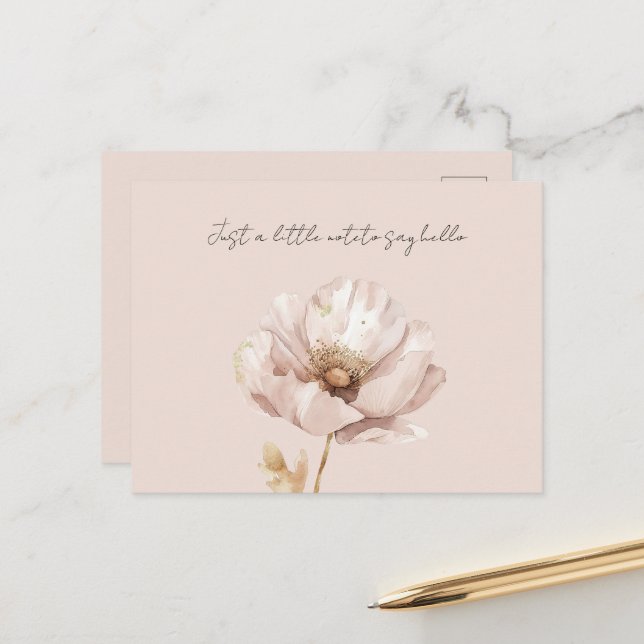 Pink Cream Blush Flower Postcard (Front/Back In Situ)