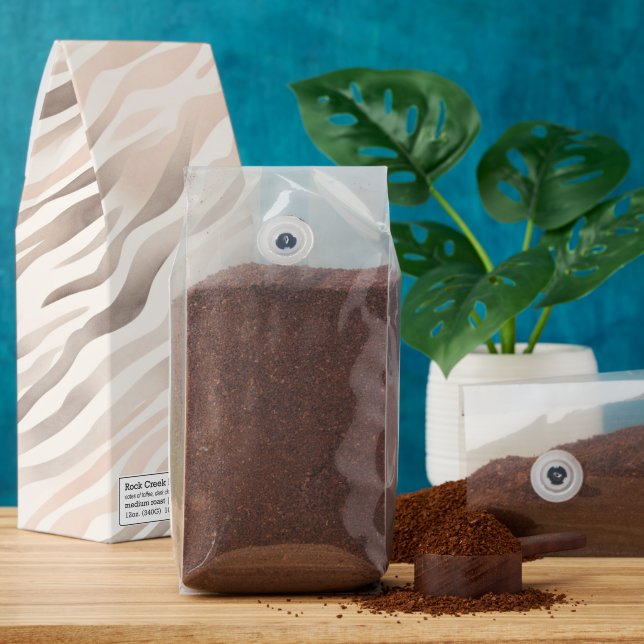 Pink Cream Blush Zebra Animal Print Roasted Coffee (Ground)