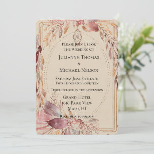 Pink Cream Boho  Wedding Arch Invitation