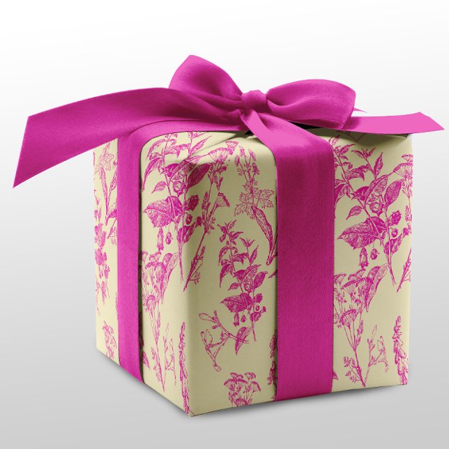 Pink & Cream Botanical Flower Line Art  Wrapping Paper Sheets (Creator Uploaded)