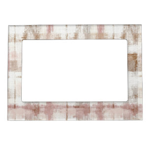 Pink Cream Brown Abstract Stripes Magnetic Frame