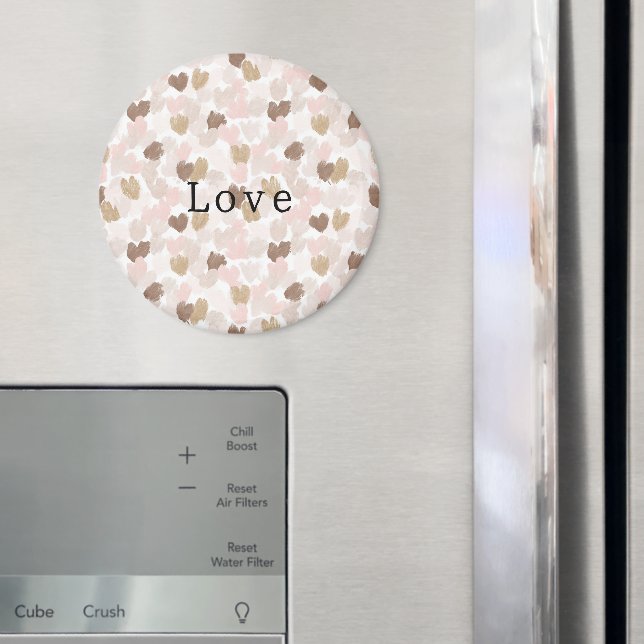 Pink Cream Brown Hearts Love Magnet (In Situ (Fridge))