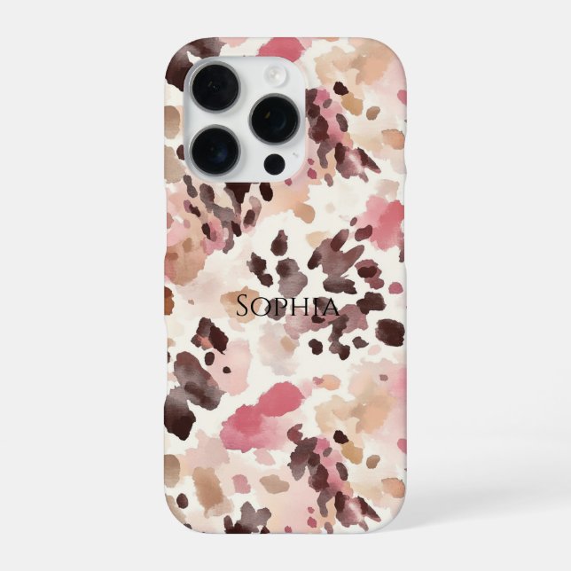 Pink Cream Brown Leopard   Iphone Case (Back)