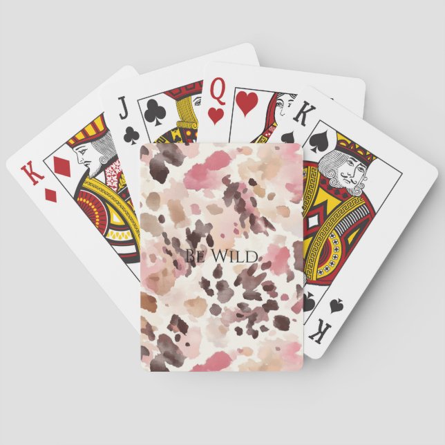 Pink Cream Brown Leopard   Poker Cards (Back)