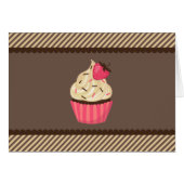 Pink Cream Brown Stripes Strawberry Cupcake (Front Horizontal)
