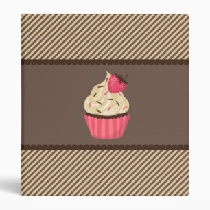Pink Cream Brown Stripes Strawberry Cupcake Binder