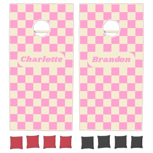 Pink & Cream Checker with Names 