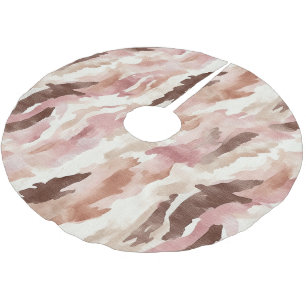 Pink Cream Chocolate Brown Abstract Christmas Brushed Polyester Tree Skirt