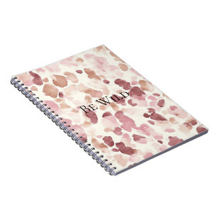 Pink Cream Chocolate Brown Abstract Leopard Animal Notebook