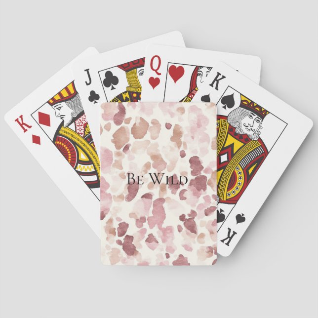 Pink Cream Chocolate Brown Abstract Leopard Animal Poker Cards (Back)