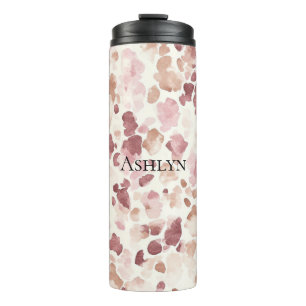 Pink Cream Chocolate Brown Abstract Leopard Animal Thermal Tumbler
