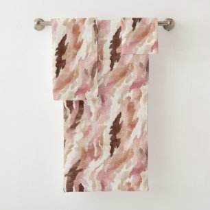 Pink Cream Chocolate Brown Bath Towel Set