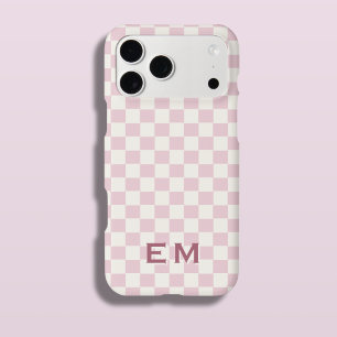 Pink Cream Coastal Checkerboard Checker Initial iPhone 17 Pro Max Case