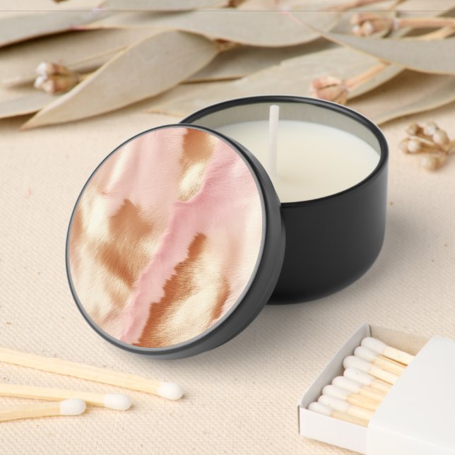 Pink Cream Cowgirl Cowhide Mini Candle Favors (Insitu)