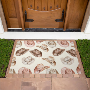 Pink Cream Cowgirl Hats Doormat
