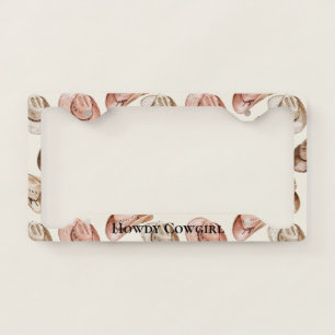 Pink Cream Cowgirl Hats License Plate Frame