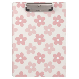 Pink Cream Daisy Flowers Retro Pattern Clipboard