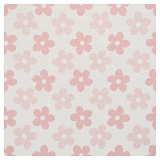 Pink Cream Daisy Flowers Retro Pattern Fabric