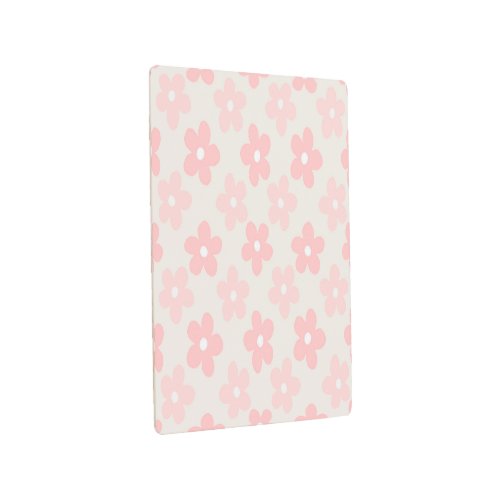 Pink Cream Daisy Flowers Retro Pattern Metal Print