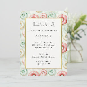 Pink Cream Donuts Birthday Invitation