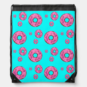 Pink cream donuts drawstring bag