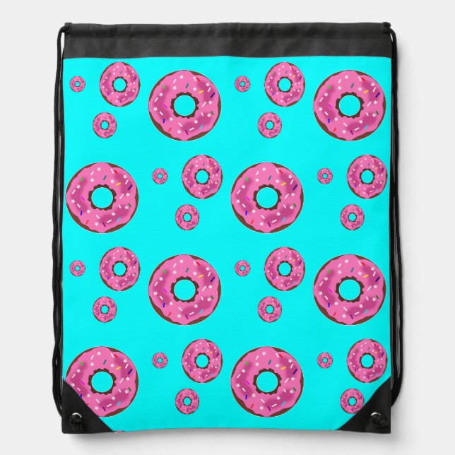 Pink cream donuts drawstring bag (Front)