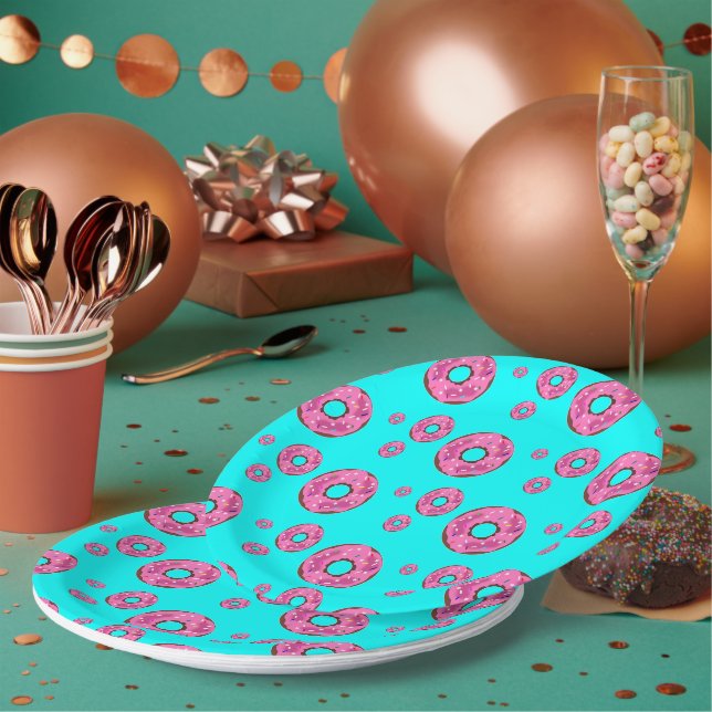 Pink cream donuts paper plates (Multi)