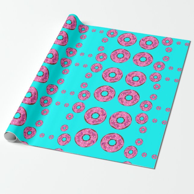 Pink cream donuts wrapping paper (Unrolled)