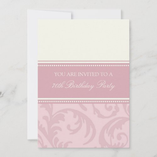 Pink Cream Floral 70th Birthday Party Invitations