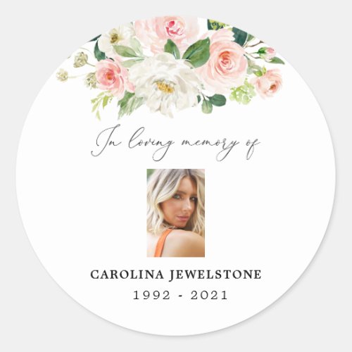 Pink  Cream Floral In Loving Memory Stickers