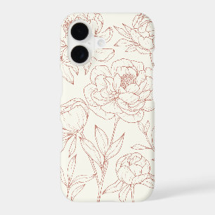 Pink Cream Floral Line Drawing iPhone 17 Case