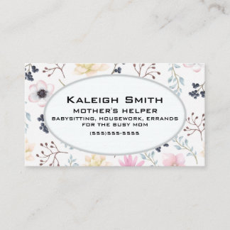 Pink Cream Floral on White Mother's Helper Calling Card