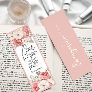 Pink Cream Floral Religious Bible Verse Custom Bookmarks