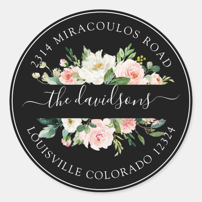 Pink Cream Floral Return Address Envelope Seal (Front)