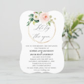 Pink Cream Floral Wedding Try Again Save New Date Invitation (Standing Front)