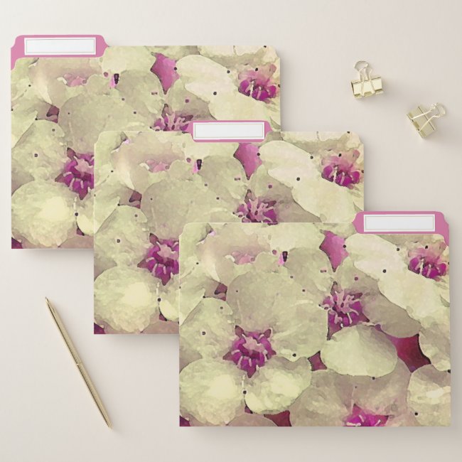 Pink Cream Flower Garden Floral File Folder Set
