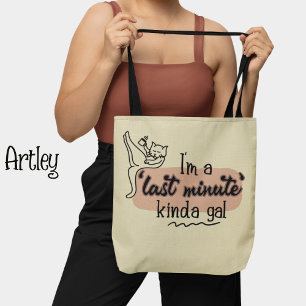 Pink Cream Funny Cat Procrastinate Lazy Woman  Tote Bag