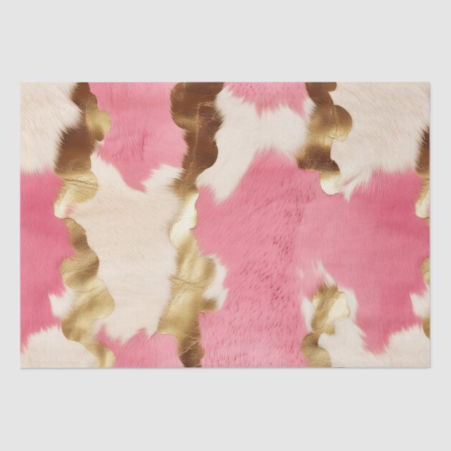 Pink Cream Gold Cowhide Tissue Paper (Front)