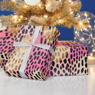 Pink Cream Gold Leopard Wrapping Paper