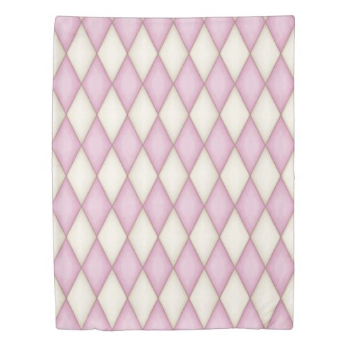 Pink  Cream Harlequin Pattern Double Sided Duvet Cover