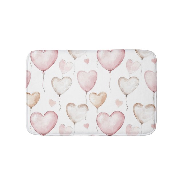 Pink Cream Hearts Bath Mat (Front)