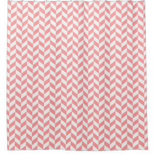 Pink & Cream Herringbone Modern Seamless Pattern Shower Curtain